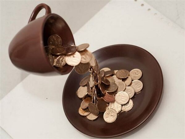 a bowl of coins to withdraw money