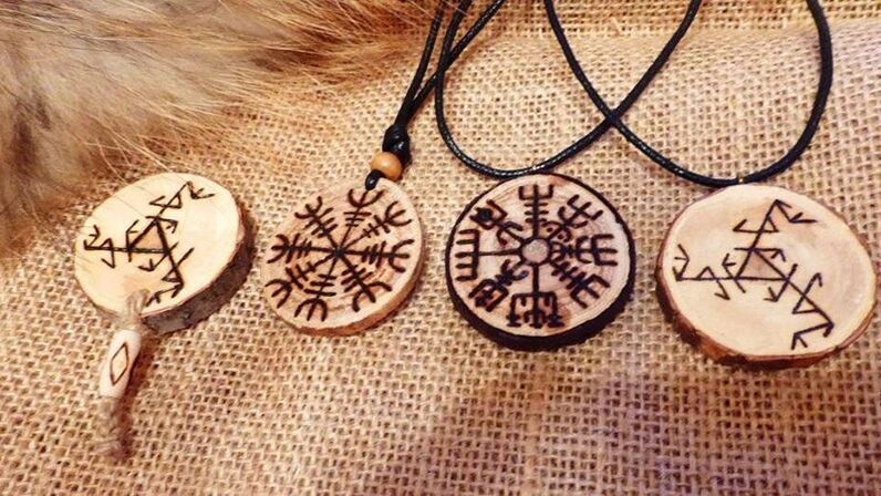 charms and charms made of wood